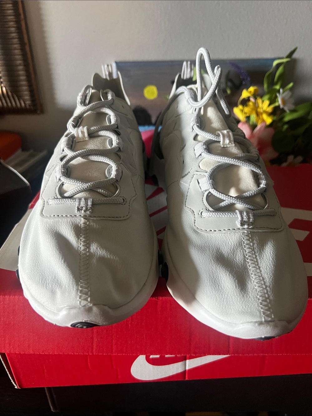 Nike Light Gray/White Streamlined Lace-Up Sneakers